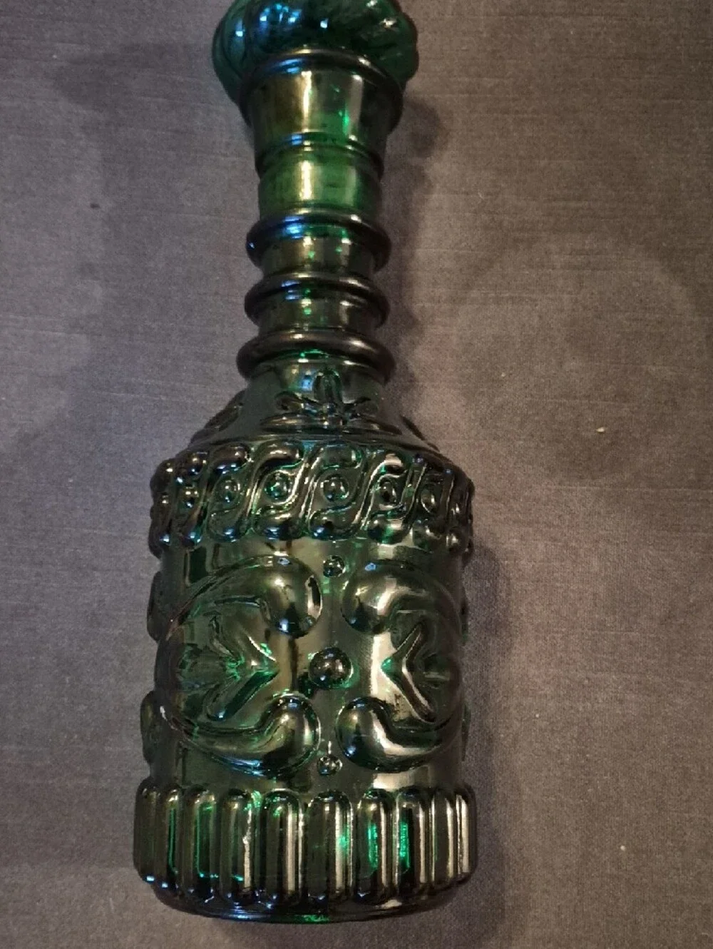 Vintage Emerald Green Decorative Jim Beam ‎  Glass Decanter Bottle 